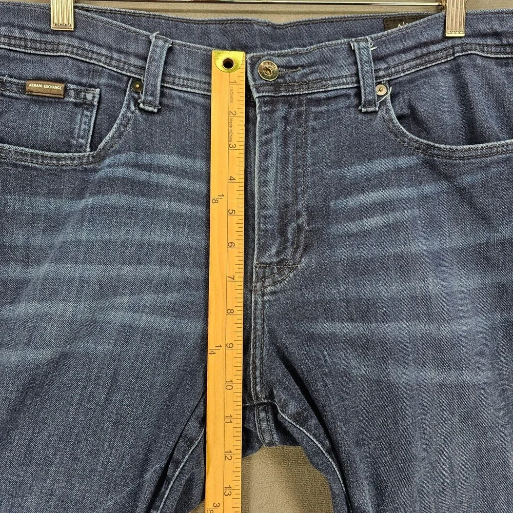 Armani Exchange J13 Jeans Mens 36x31 Blue Slim Straight Stretch Denim Pants
